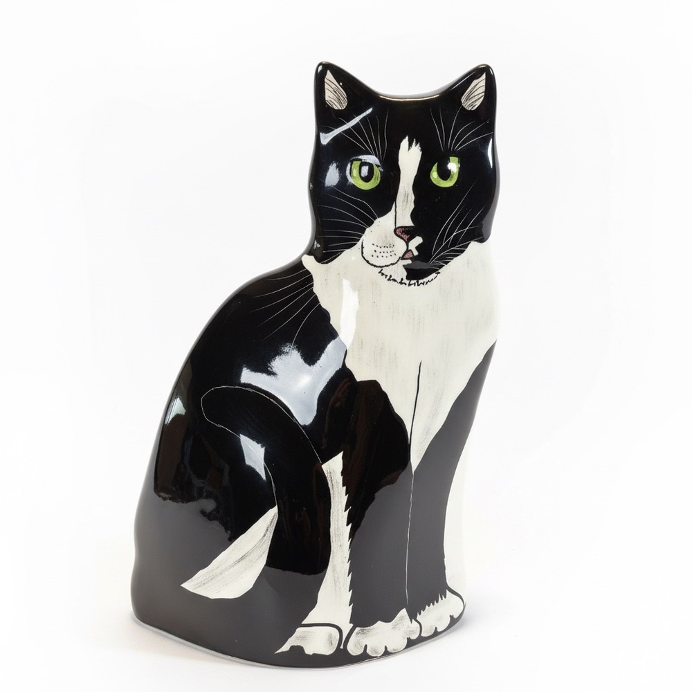 Vintage Nina Lyman Cats by Nina Tuxedo Cat Ceramic Vase 11"